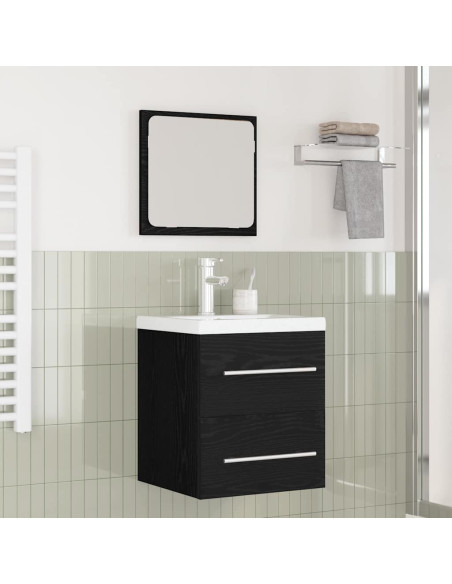 Set di mobili per il bagno 2 pcs Rovere Nero Legno multistrato