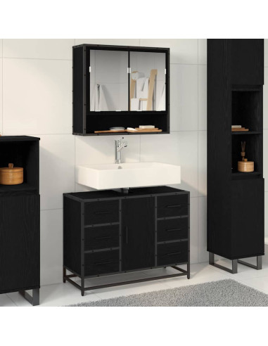 Mobile da Bagno Rovere Nero 80 x 33 x 60 cm Legno multistrato