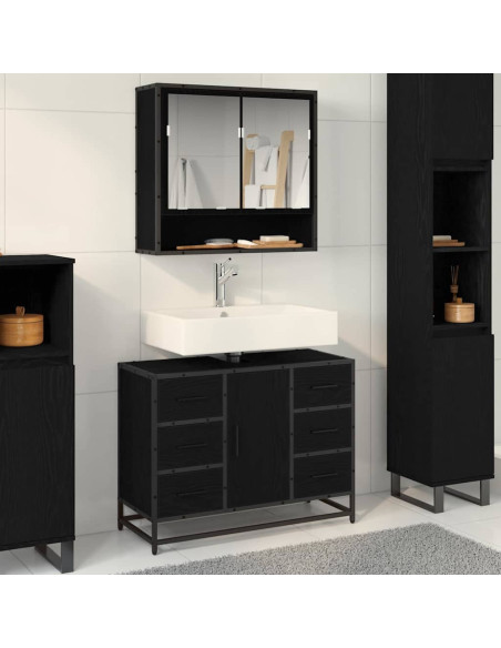 Mobile da Bagno Rovere Nero 80 x 33 x 60 cm Legno multistrato