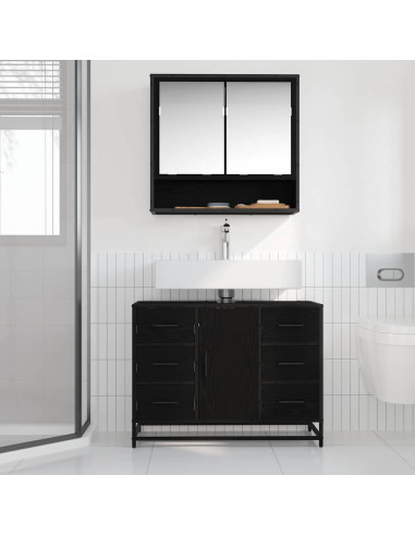 Mobile da Bagno Rovere Nero 80 x 33 x 60 cm Legno multistrato
