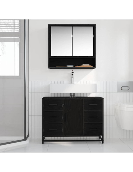 Mobile da Bagno Rovere Nero 80 x 33 x 60 cm Legno multistrato