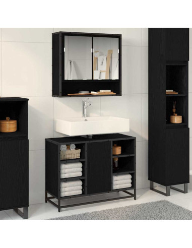 Mobile da Bagno Rovere Nero 80 x 33 x 60 cm Legno multistrato