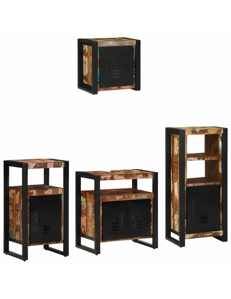 Set di mobili per il bagno 4 pcs Legno Recuperato Massello