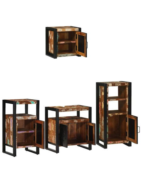 Set di mobili per il bagno 4 pcs Legno Recuperato Massello
