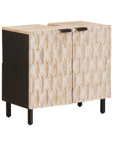 Set da Bagno Finitura Bianco Lavato Legno di mango massello