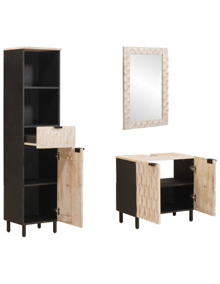 Set da Bagno con cassetto 3 pcs Finitura Bianco Lavato