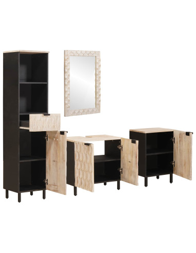 Set da Bagno con cassetto 4 pcs Finitura Bianco Lavato