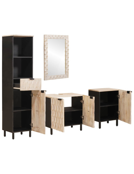 Set da Bagno con cassetto 4 pcs Finitura Bianco Lavato