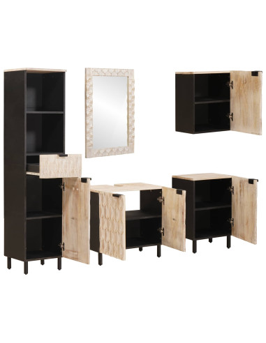 Set da Bagno con cassetto 5 pcs Finitura Bianco Lavato