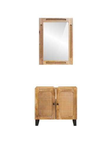 Set da Bagno con porta 2 pcs Marrone Legno di mango massello