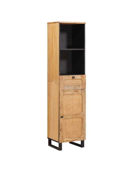 Set da Bagno con porta 3 pcs Naturale Legno di mango massello