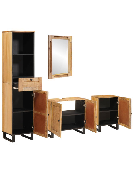 Set da Bagno con cassetto Naturale Legno di mango massello