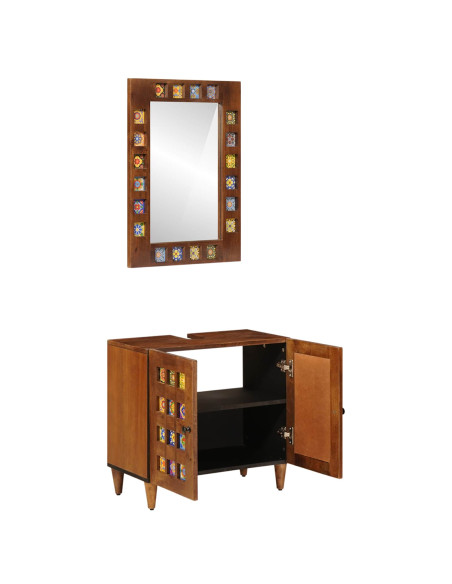Set di mobili per il bagno 2 pcs Noce Legno di mango massello