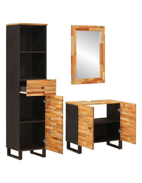 Set da Bagno con cassetto Naturale Legno di mango massello