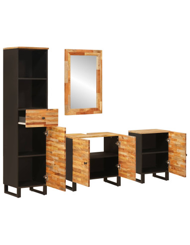 Set da Bagno con cassetto Naturale Legno di mango massello