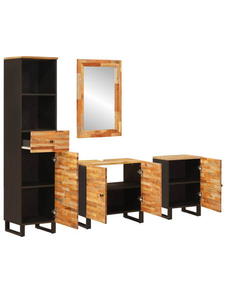 Set da Bagno con cassetto Naturale Legno di mango massello