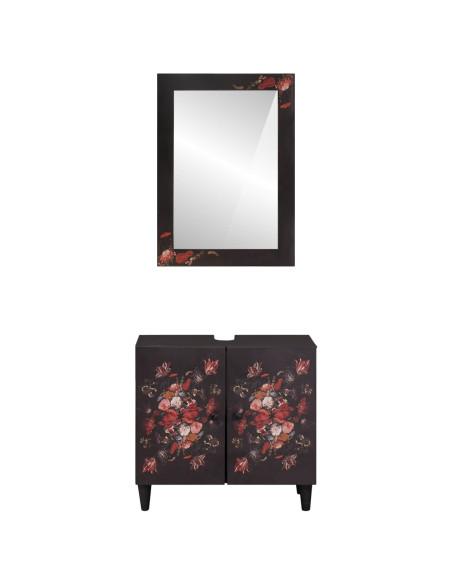 Set di Armadi da Bagno con porta 2 pcs Legno di mango massello