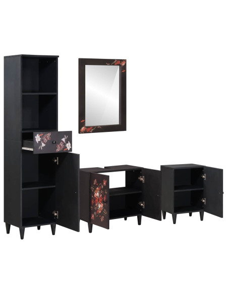 Set di Armadi da Bagno con porta 4 pcs Legno di mango massello