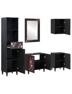 Set di Armadi da Bagno con porta 5 pcs Legno di mango massello 2