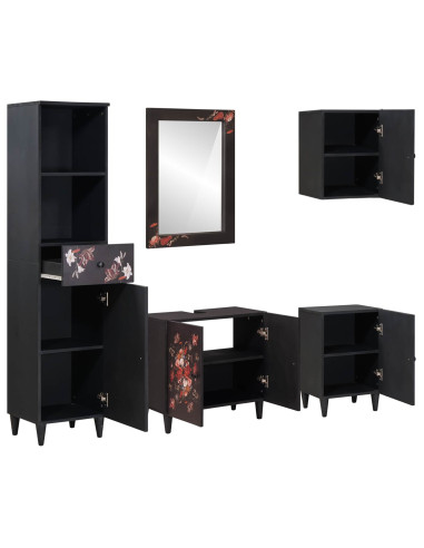 Set di Armadi da Bagno con porta 5 pcs Legno di mango massello