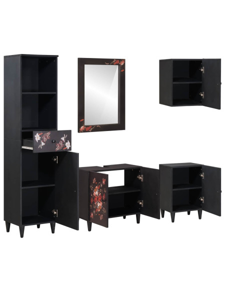 Set di Armadi da Bagno con porta 5 pcs Legno di mango massello