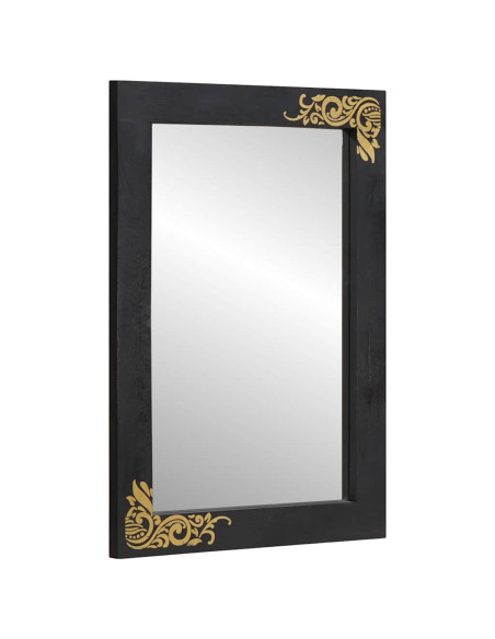 Set di Armadi da Bagno 2 pcs Nero Legno di mango massello