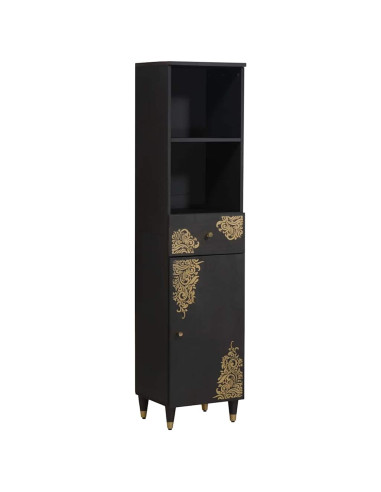 Set di Armadi da Bagno 3 pcs Nero Legno di mango massello
