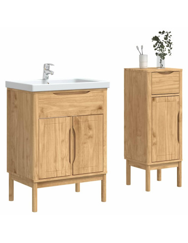 Set di mobili per il bagno con porta FLORO 2 pcs Marrone cerato