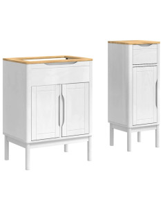 Set di mobili per il bagno con cassetto FLORO 2 pcs Bianco 2