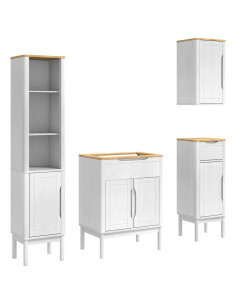 Set di mobili per il bagno con cassetto FLORO 4 pcs Bianco 2