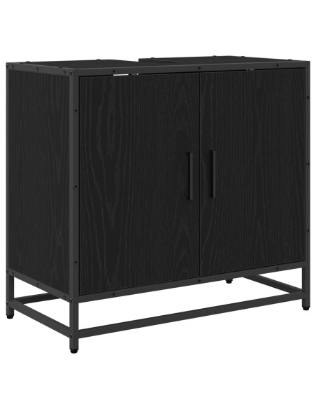 Set di mobili per il bagno 2 pcs Rovere Nero Legno multistrato