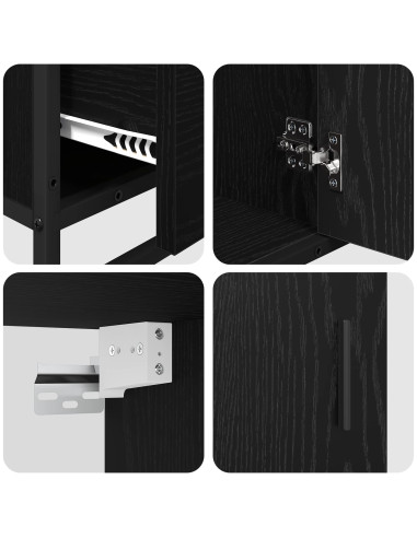 Set di mobili per il bagno 3 pcs Rovere Nero Legno multistrato