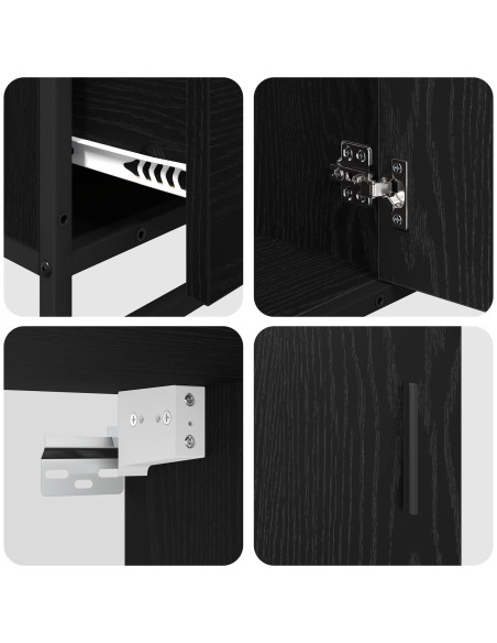 Set di mobili per il bagno 3 pcs Rovere Nero Legno multistrato