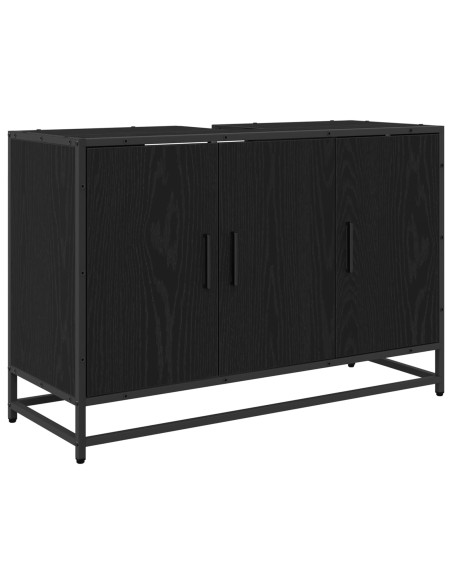 Set di mobili per il bagno 2 pcs Rovere Nero Legno multistrato
