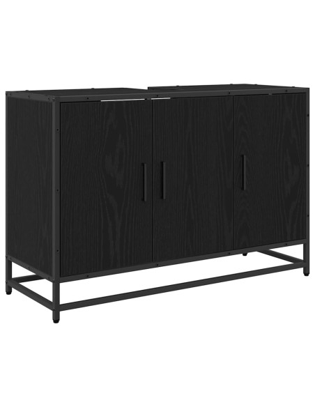Set di mobili per il bagno 3 pcs Rovere Nero Legno multistrato