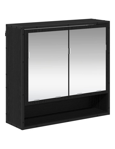 Set di mobili per il bagno 3 pcs Rovere Nero Legno multistrato