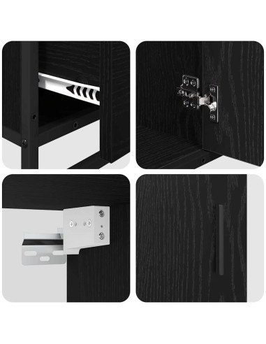 Set di mobili per il bagno 3 pcs Rovere Nero Legno multistrato