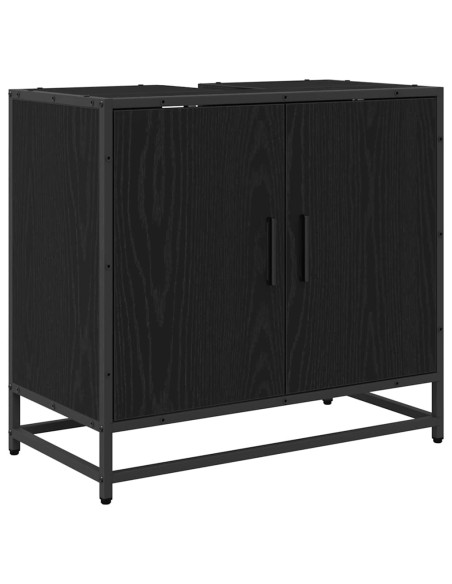 Set di mobili per il bagno 4 pcs Rovere Nero Legno multistrato