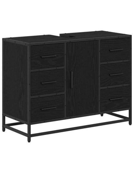 Set di mobili per il bagno 3 pcs Rovere Nero Legno multistrato