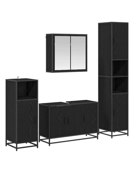 Set di mobili per il bagno 2 pcs Rovere Nero Legno multistrato