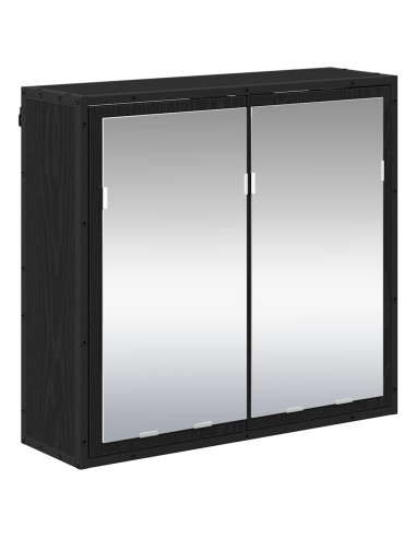 Set di mobili per il bagno 2 pcs Rovere Nero Legno multistrato