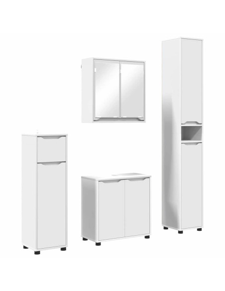 Set di mobili per il bagno 4 pcs Bianco Legno multistrato