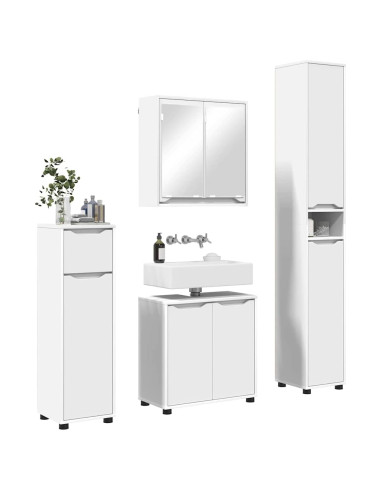 Set di mobili per il bagno 4 pcs Bianco Legno multistrato