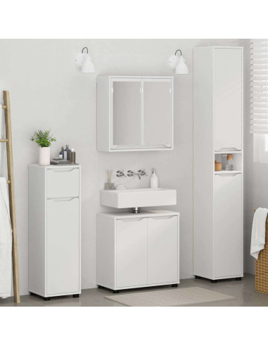 Set di mobili per il bagno 4 pcs Bianco Legno multistrato