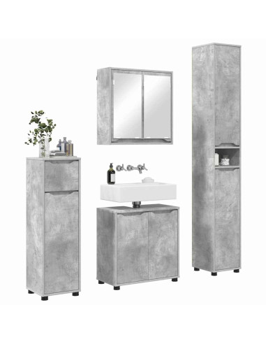Set di mobili per il bagno con cassetto 4 pcs Grigio cemento