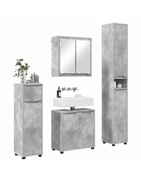 Set di mobili per il bagno con cassetto 4 pcs Grigio cemento