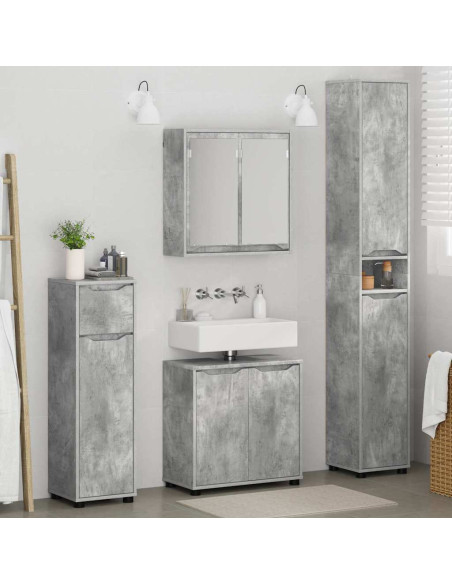 Set di mobili per il bagno con cassetto 4 pcs Grigio cemento
