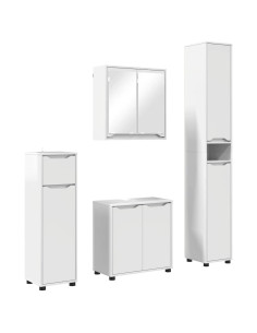 Set di mobili per il bagno con cassetto 4 pcs Bianco Lucido 2