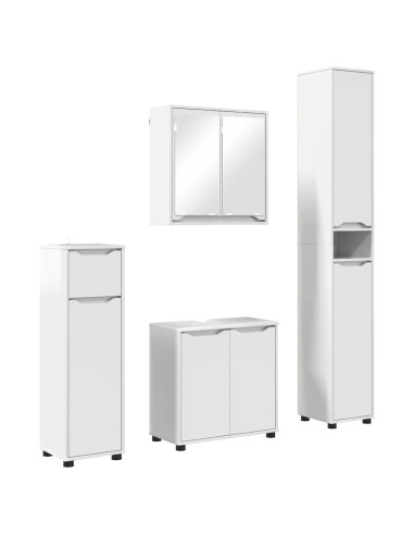 Set di mobili per il bagno con cassetto 4 pcs Bianco Lucido
