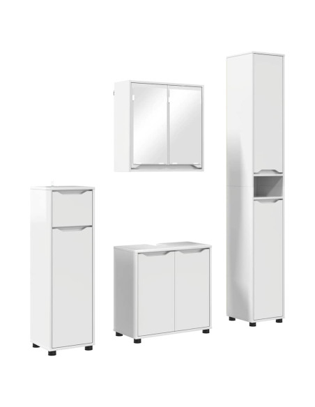 Set di mobili per il bagno con cassetto 4 pcs Bianco Lucido